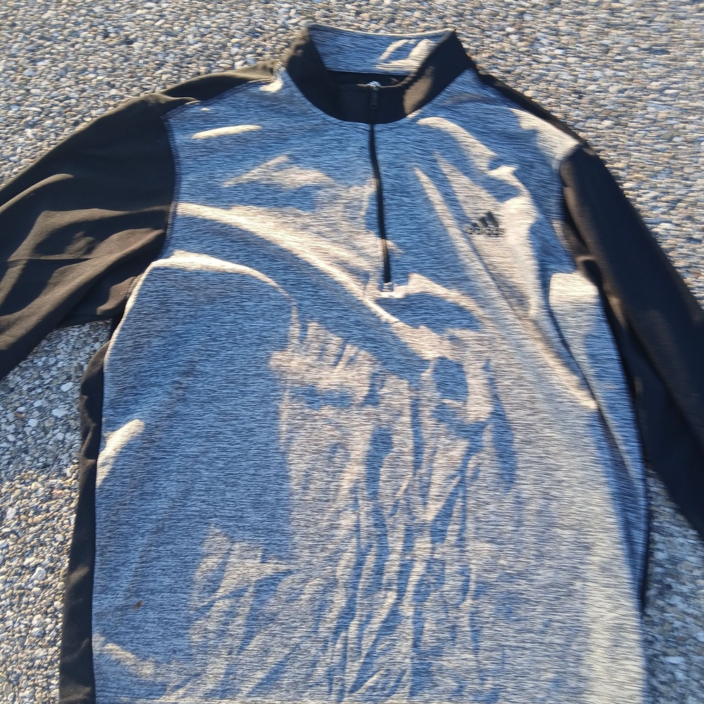 Adidas Golf Pullover Mens XL Gray Black Quarter Zip Long Sleeve Performance Top